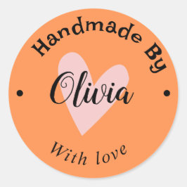 Handgjord med kärlek namn URLterracotta-Orange Runt Klistermärke