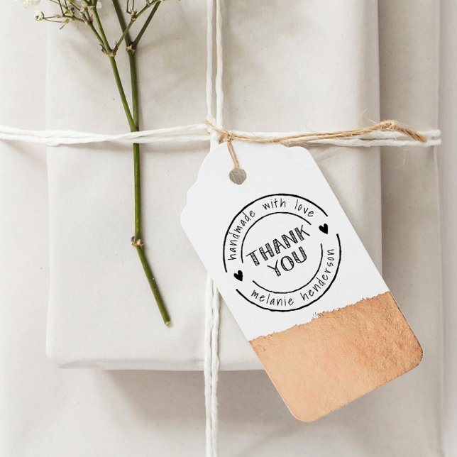 Handgjord med Kärlek och anpassad namnsladd Tack Självfärgande Stämpel (Rubber Stamp Mock-up)