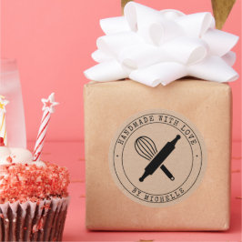 Handgjord med Kärlek-Personlig-etikett för bakning Runt Klistermärke