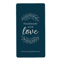 Handgjord med kärlek petrolblå affärsetikett fraktsedel