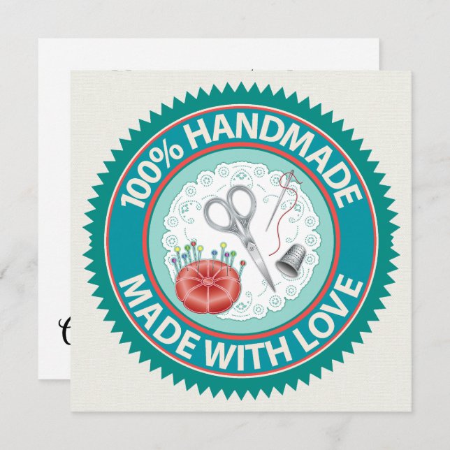 Handgjord med Kärlek-platta kort (Fram/baksida)