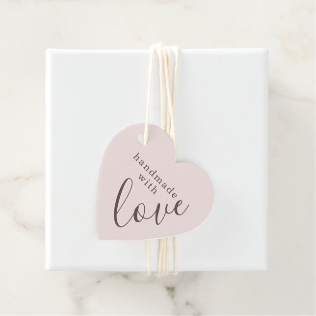 Handgjord med Kärlek Rosa Heart Gåvor Etiketter (På plats)