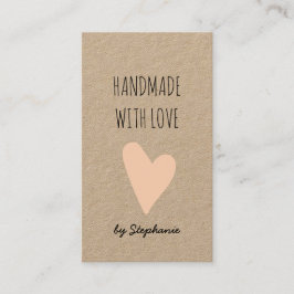 Handgjord med Kärlek Rosa Heart Kraft Papper QR-ko Visitkort