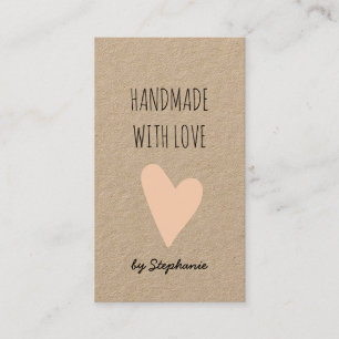 Handgjord med Kärlek Rosa Heart   Kraft Papper Rus Visitkort