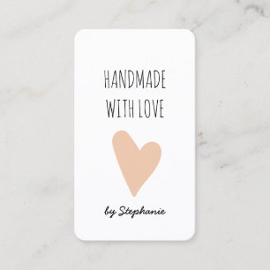 Handgjord med Kärlek Rosa Heart   QR-kod och Socia Visitkort