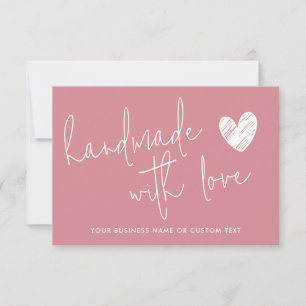 Handgjord med Kärlek Rosa Tack Candle Care Anteckningskort