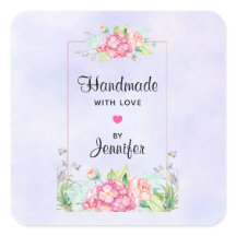 Handgjord med Kärlek Rosa Watercolor Blommigt Ram