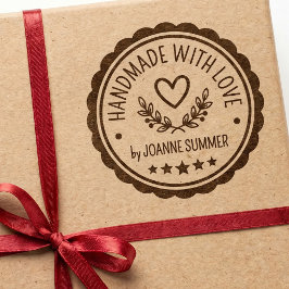Handgjord med kärlek. Rund DIY-paketvarumärke Stämpel
