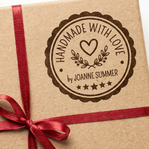 Handgjord med kärlek. Rund DIY-paketvarumärke Stämpel