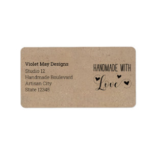 Handgjord med Kärlek Rustic Kraft Returadress Adressetikett