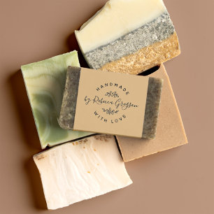 Handgjord med Kärlek   Rustik skrift och hjärtkran Självfärgande Stämpel