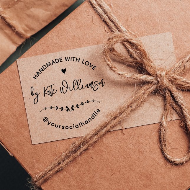 Handgjord med Kärlek | Rustiskt hjärta och Löv and Stämpel (Skapare uppladdad)