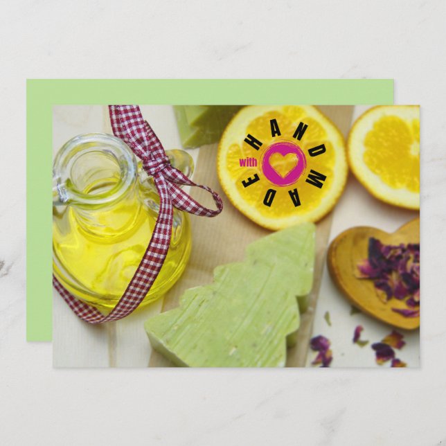 Handgjord med Kärlek Soap Maker Julgran Lemon Tack Kort (Fram/baksida)