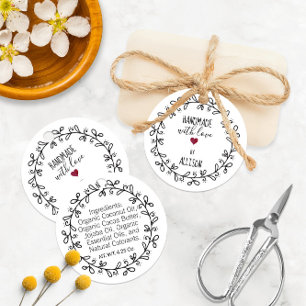 Handgjord med Kärlek-stift/hantverksstift med två Gåvor Etiketter