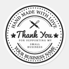 Handgjord med kärlek | Tack | Bbakdekal Runt Klistermärke