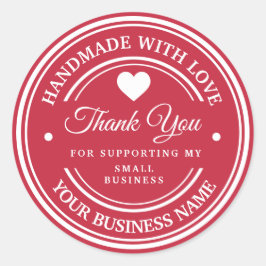 Handgjord med kärlek | tack classic round stic runt klistermärke