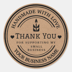 handgjord med kärlek   Tack Flame Runt Klistermärke