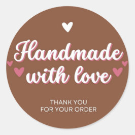 Handgjord med kärlek Tack för din ordercirkel Runt Klistermärke