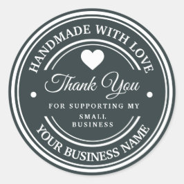 Handgjord med kärlek | tack klassisk rund stic runt klistermärke