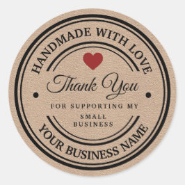 handgjord med kärlek | Tack | papper kraftklass Runt Klistermärke