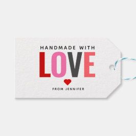 Handgjord med Kärlek Valentines day Red Heart Namn Presentetikett