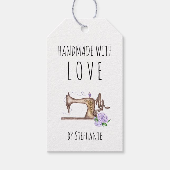 Handgjord med Kärlek Vintage Sewing Maskin Presentetikett (Framsidan)