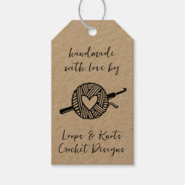 Handgjord med kärlek virkad presentetikett