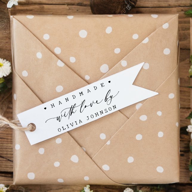 Handgjord med Personligen Kärlek Script Heart Stämpel (Skapare uppladdad)