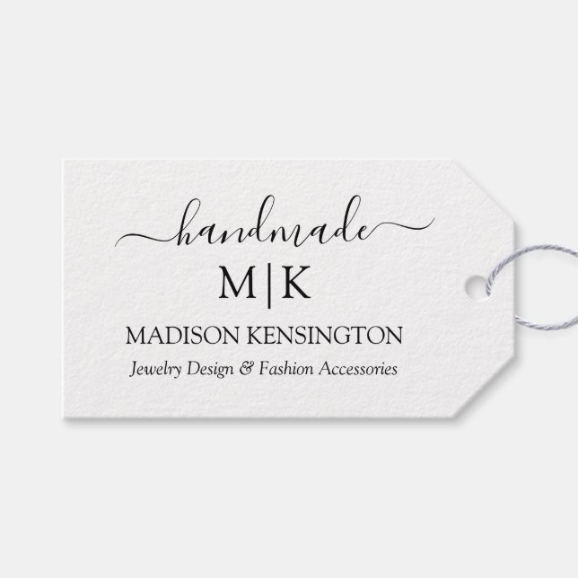 Handgjord monogram eller Lägg till Logotyp, företa Presentetikett (Framsidan (Horisontell))