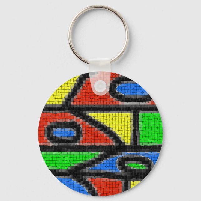 Handgjord mosaik, modern konst. nyckelring (Framsida)