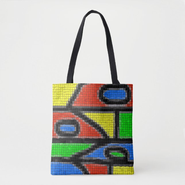 Handgjord mosaik, modern konst. tygkasse (Framsida)