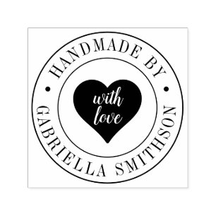 Handgjord Namn i Logotypen Circle Cute Heart Självfärgande Stämpel