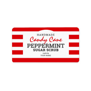 Handgjord Peppermynt Candy cane Sugar SCrub Adressetikett