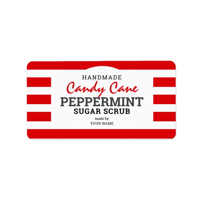 Handgjord Peppermynt Candy cane Sugar SCrub Adressetikett (Framsidan)