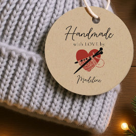 Handgjord produkt Knitting Heart Red Black Artisan Gåvor Etiketter