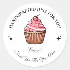 Handgjord Rosa Cupcake Tack Klistermärke