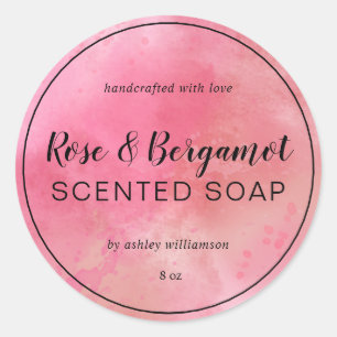 Handgjord soap Anpassningsbar Calligraphy Rosa Wat Runt Klistermärke