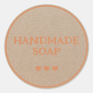 Handgjord soap Brown Kraft Papper Retro Boho Runt Klistermärke