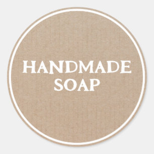 Handgjord soap Brown Kraft Papper Retro Runt Klistermärke