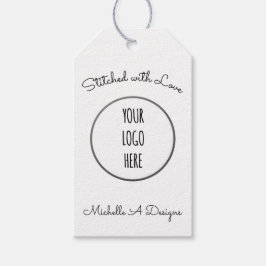 Handgjord sy / broderi butik med logotyp presentetikett