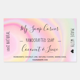 Handgjord tvål pastell enhörning regnbåge marmor rektangulärt klistermärke