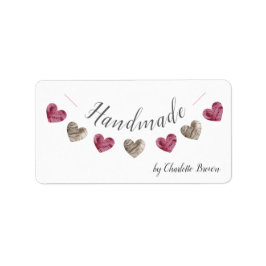 handgjord ull av stickat hjärta adressetikett