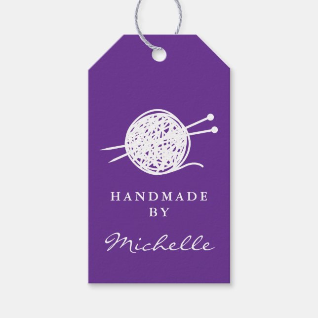 Handgjord ull stickning tråd boll logotyp anpassad presentetikett (Framsidan)