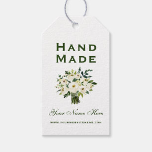 Handgjorda akvarellgröna blomsterbrickor presentetikett