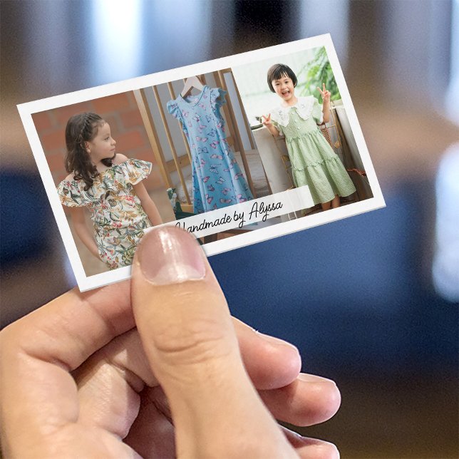 Handgjorda av Maker Small Business Product Photos Visitkort (Custom Photos handmade business card)