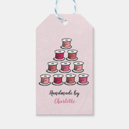 handgjorda av rosa av bomullsrulle presentetikett