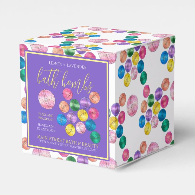 Handgjorda badskönhetsaffär Duschbomber Etikett Presentaskar (Framsidan Sidan)