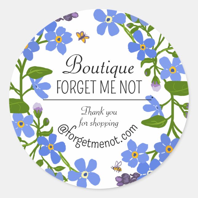 Handgjorda etiketter med blå blommigt (Framsida)