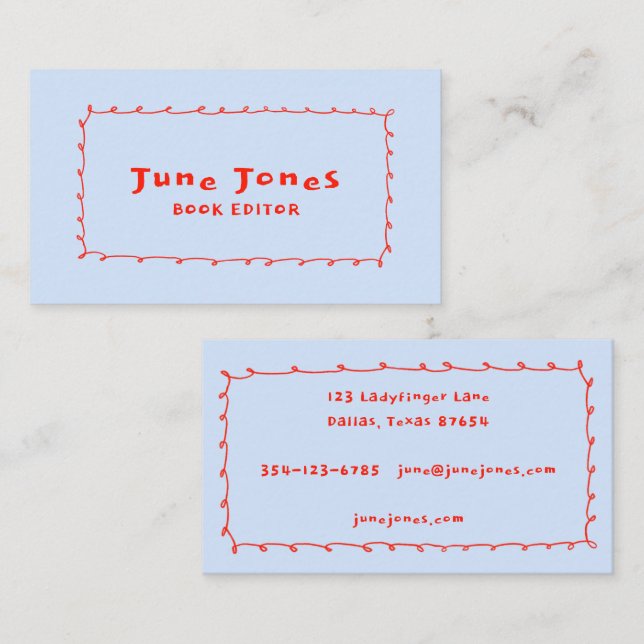 Handgjorda handgjorda, vismliknande pennstift visitkort (Fram/baksida)