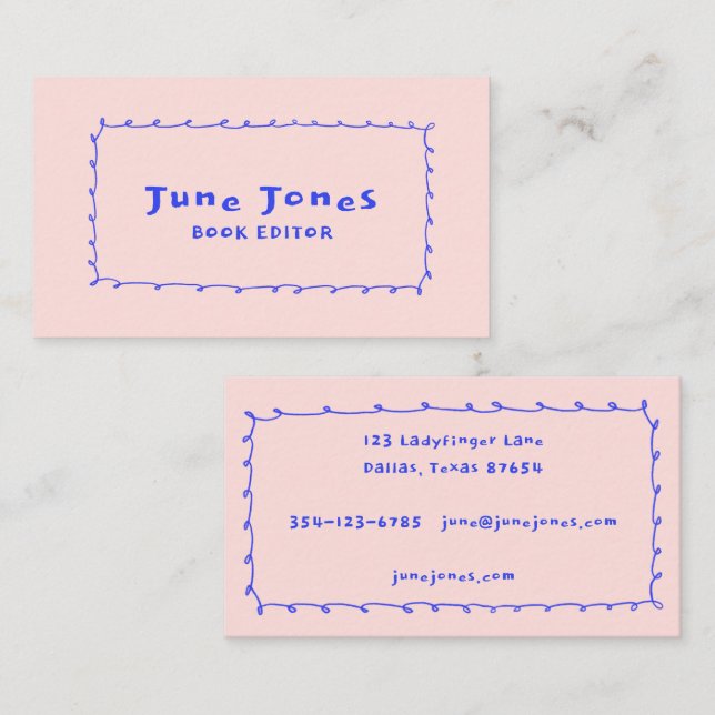 Handgjorda handgjorda, vismliknande pennstift visitkort (Fram/baksida)